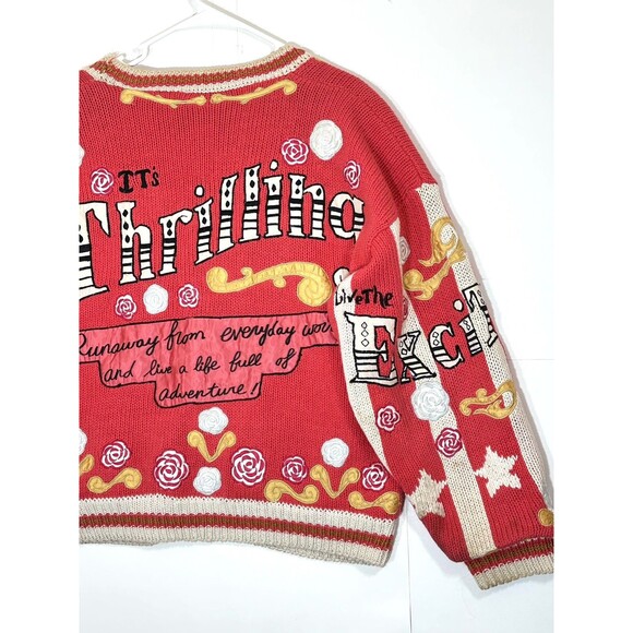 VTG NO! The Jeans Revolt One Size Embroidered Sweater Circus Dream Pink Red RARE - Picture 16 of 16